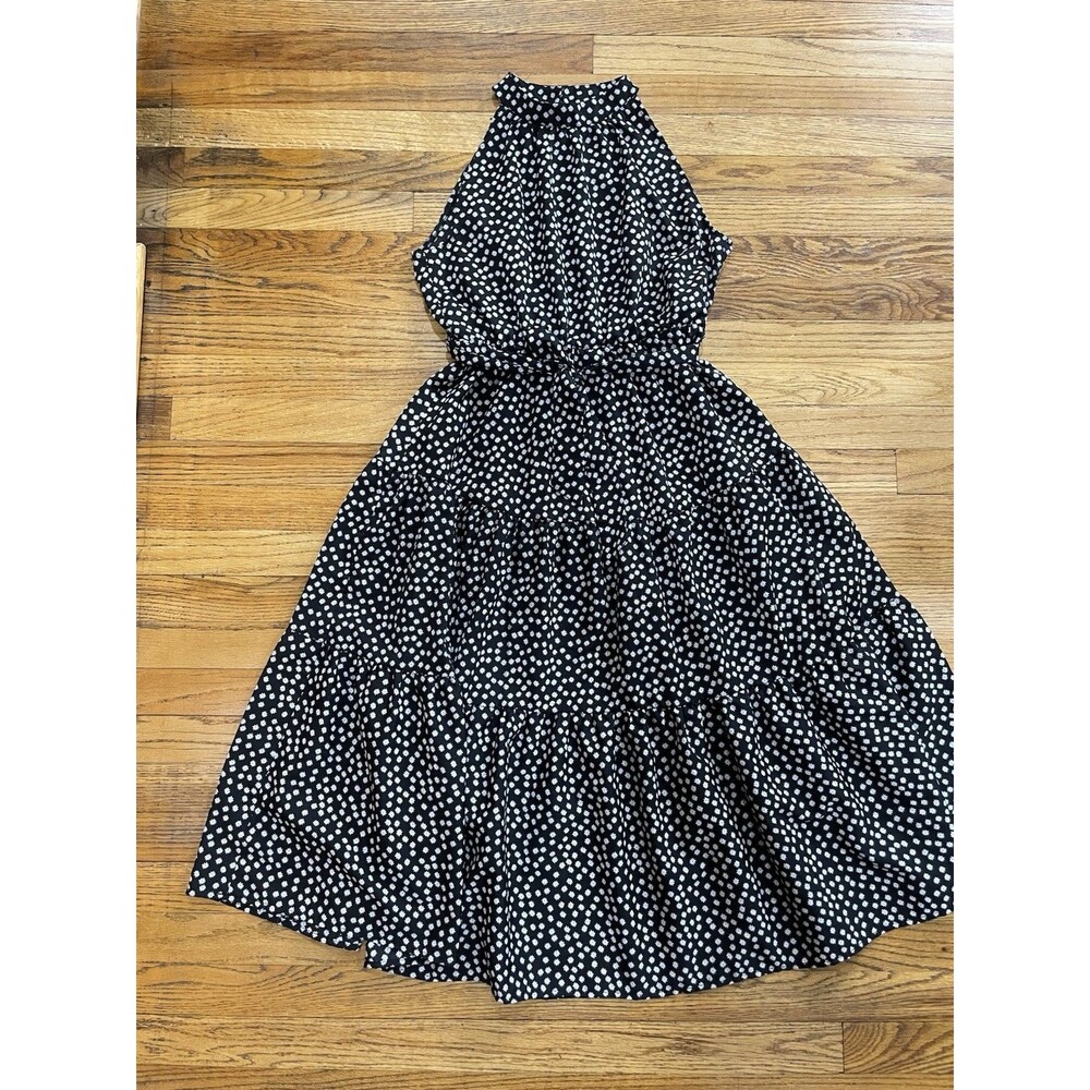 SHEIN Women’s Large L Black White Polka Dot Summer Maxi Dress